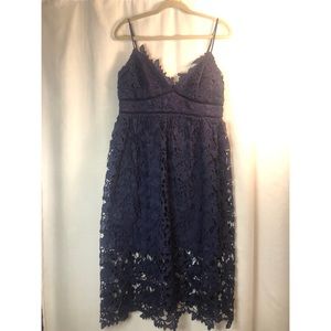 Midi Length Navy Blue Adjustable Dress